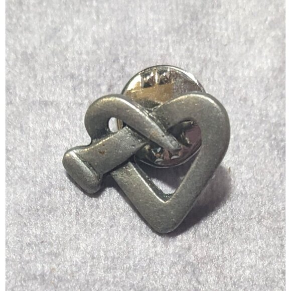 CTA Twisted Nail Heart Silver Tone Lapel Pin - Picture 6 of 8